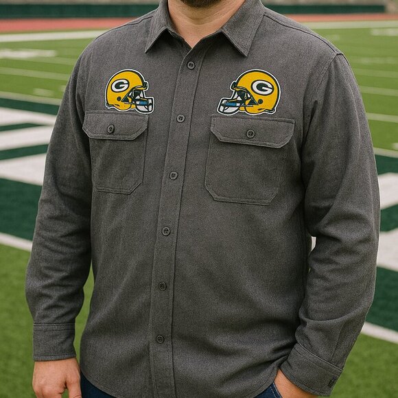 Green Bay Packers Darius Rucker Gray Chambray Long Sleeve Shirt NWT XL - Picture 5 of 8